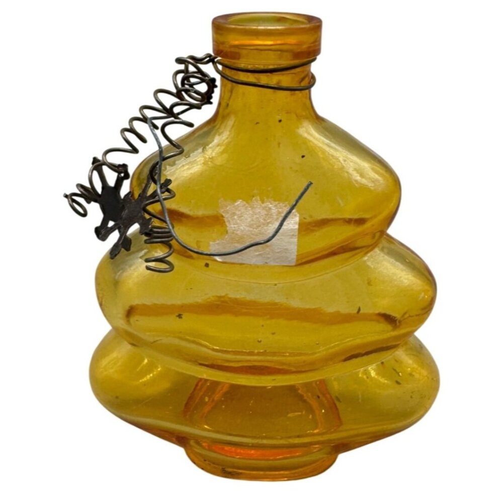 Christmas Glass Tree Vase Decorative Wire Accent Home Decor Collectible READ